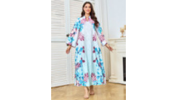 Vibrant Middle East Abaya Elegant Floral Dress Dubai Muslim Women's Printed Fashion Maxi Ramadan Jalabiya Arabian Islamic Robe1