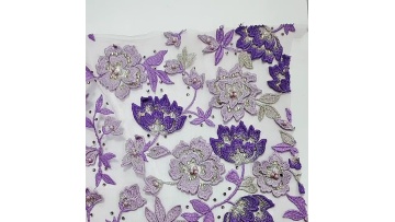 2021 new  Purple handmade beaded lace xiuzi wedding embroidery  lace fabric african lace embroidery fabric1