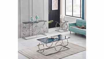 TL-AS504-506 Modern Glass Coffee Table Set with Silver Frame