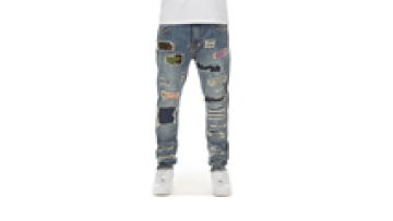Custom High Quality Graphic Designer High Waisted Distressed Patched Jeans1