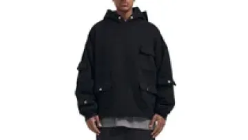 Garment Custom Design Mens Cargo Hoodies High Quality Cotton Pullover Cargo Pocket Hoodies1