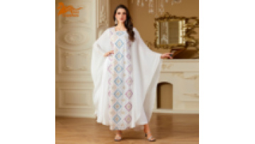 Muslim Women Abaya Arab Fashion Sequin Embroidered Dress with Bat Sleeves and Waist Cinching Robe Middle Eastern 20251