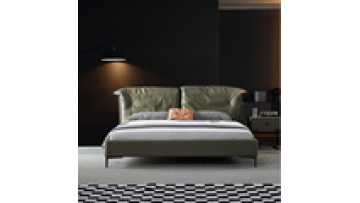 Luxury leather king size bed high-end modern genuine leather bed1