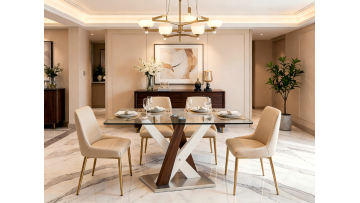 TL-16F08 modern glasstop dining table