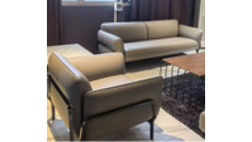 Modern Luxury Dark Grey Metal Cow Leather Sofa Coffee Table Set for Reception Area Living Room Business School1