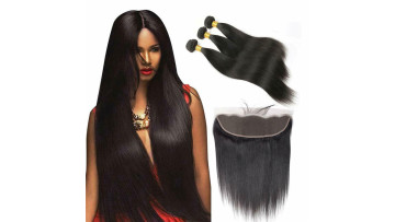 Brazilian Hair Straight Virgin Human Hair Bundles with 13x4 lace frontal Closure 100% Human Hair 3 Bundles With Frontal1