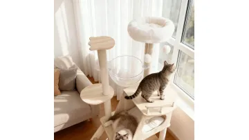Modern Wooden Cat Climbing Tower with Scratching Post and Resting Platform1
