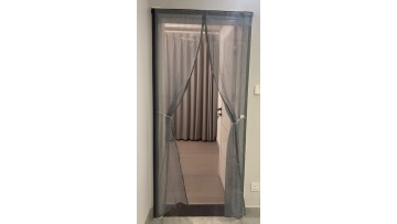 grey color magnetic screen door curtain