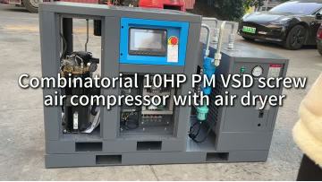 Combinatorial 10HP PM VSD screw air compressor with air dryer