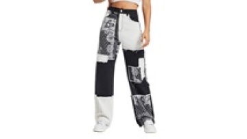 New Arrivals High Waist Colorblock Loose Patchwork Washed Denim Boyfriend  Jeans1