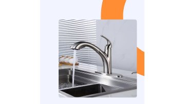 Good Quality Double Handle Kitchen Faucets Smart Short Brushed Nickel Finish Kitchen Taps with Pullout Sprayer1