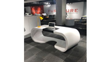 Modern Simple Glossy White Arc Desk Unique Creative Office Furniture Luxury Design Style MDF Workstations1
