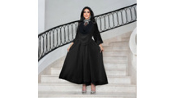 Chiffon Middle East Women's Muslim Jalabiya Dubai Abaya Dresses Arab Exclusive Rhinestones Loose Islamic Robe for Eid Ramadan1