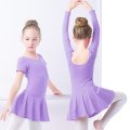 Girls Child Ballet Dance Dress Cotton Long Sleeve Ballet Leotard Dance Clothes Training Dancewear Girls Round-neck Ballet Dress