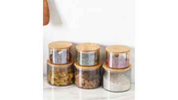 310ml 580ml High Borosilicate Tea Can Bamboo Wood Seal Lid Glass Storage Jar Storage Bottles1