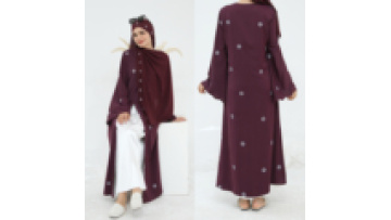 Islamic Clothing Dubai Abaya 2025 Luxury Full Flower Embroidery Nida Open Abaya Hijab 2pc Set Modest Muslim Women Abaya Dress1