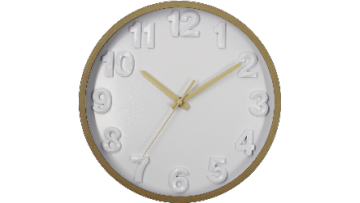 Fluid Time Artistry: Embossed Curvy Digits in Washed Woodgrain Setting