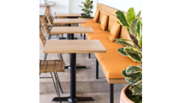 Factory wholesale fashion modern commercial  wooden furniture cafe  wood and metal dining restaurant kitchen table1