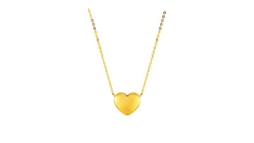 24k Pure Gold 3D Hard Gold Classic Charms Heart Pendant Necklace Women's Jewelry1