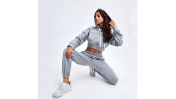 Womens Cropped Hoodie Tracksuit Set