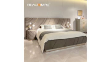 High Quality King Size Bed Italian Light Luxury Style Widescreen Design Home Villa Bedroom Furniture Full Suede Wooden Frame Bed1