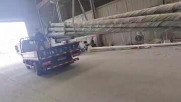Packed poles loaded into truck