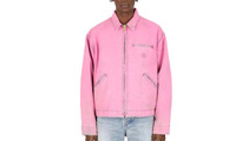 Custom Oversized Pink Denim Jacket For Men Dropped Shoulders Zip Closure Canvas Cotton Jean Jacket1