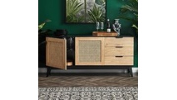 2024 new arrivals sideboard nordic style   natural modern designs solid wood storage living room kitchen rattan cabinet1