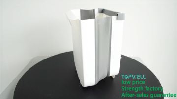 Topwill Folding Waste Bin Kitchen Cabinet Door Hanging Trash Bin Wall Mounted Trash can for Bathroom Toilet Waste Storage1
