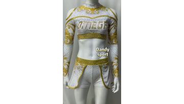 White and gold crop cheer uniforms