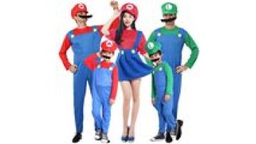 Halloween Gifts Funny Cosplay Costume adult and kids Super Mario  Bros Cosplay Dance Costume Set Fancy Dress Performance clothin1