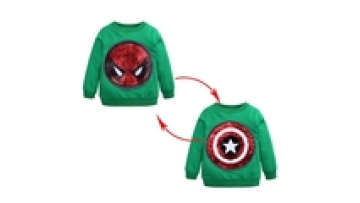 Boys Clothing Reversible Sequin T-shirt Children Sweatshirt Carnival Costume Long Sleeve T-shirt Top Kids Flash Spider Boy Tee1