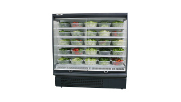 stainless steel commercial open fridge