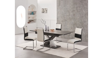 Modern Extendable Dining Table with 2 Height-Adjustable Chairs | Scandinavian X-Leg Design for Small Spaces