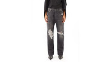 Custom Light Wash Distressed Straight Stacked Paint Splatter Grey Denim Jeans Men1