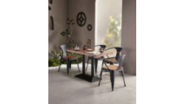 High quality cheap price modern commercial furniture coffee shop wood and metal kitchen  dining restaurant table1