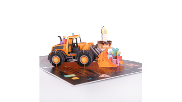 3D Excavator Birthday Music Light Pop up Card