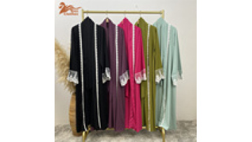 Miyake Open Abaya Solid Color Long Sleeves  Cardigan Lady Coat With Belt Women Clothing1