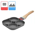4 Hole Fried Egg Burger Pan Non-stick Ham Pancake Maker Wooden Handle Suitable For Gas Stove And Induction Cooker Kitchen Tools