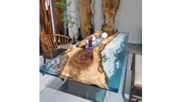 New Arrival Solid Walnut Wood Home Furniture Bedroom Villa Hotel Restaurant Kitchen Dining Room Table River Epoxy Resin Slab1