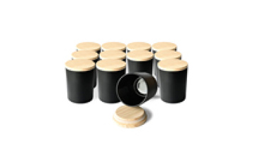 7oz 10oz 14oz Glass Candle Jars With Airtight Bamboo Lids,Bulk Matte Black Empty Candle Vessels For Making Candles For Wedding1