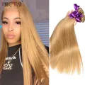 Honey Blonde Bundles Colored 27 Straight Human Hair Weave Bundles Blonde Peruvian Hair Weft Extension Shining Star Remy Hair
