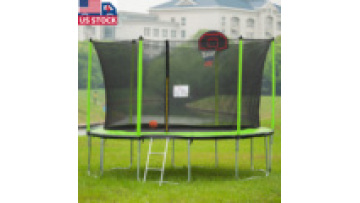 USA delivery 12ft Round Backyard Trampoline with Safety Enclosure and spring padding1