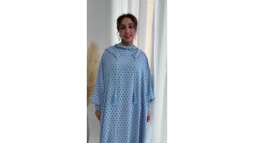 Hooded Crepe Jacquard Abaya Dress with Gathered Cuffs (1)