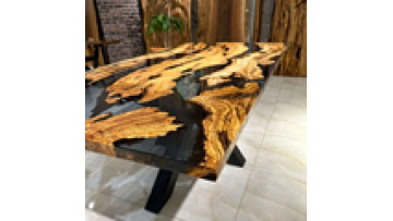New Arrival Solid Walnut Wood Home Furniture Bedroom Villa Restaurant Kitchen Dining Room Hotel Table River Epoxy Resin Slab1