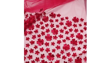 luxury wedding dress net fabrics indian custom designs bridal 3d patch flower laser red tulle floral   embroidery laces fabric1