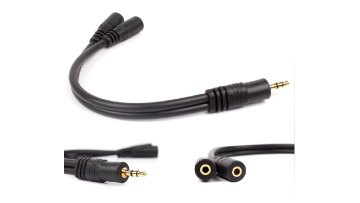 1 Male to 2 Female 3.5mm TRS Stereo Mic Audio AUX Y Splitter Cable1