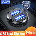 Metal 4.8A Fast Charger Mini USB Car Charger For Mobile Phone Tablet GPS Car-Charger Dual USB Car Phone Charger Adapter in Car