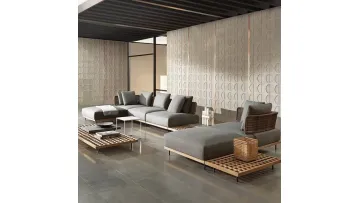 Garden Furniture Modern Style Hotel Patio Leisure Solid Teak Wood with Rope Outdoor Two Seater Sofa1