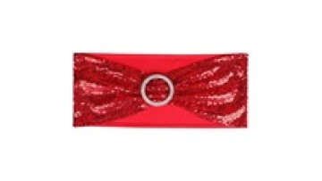 Wedding Sequin Chair Bow Buckles, Red Chair Sashes 13x35cm1